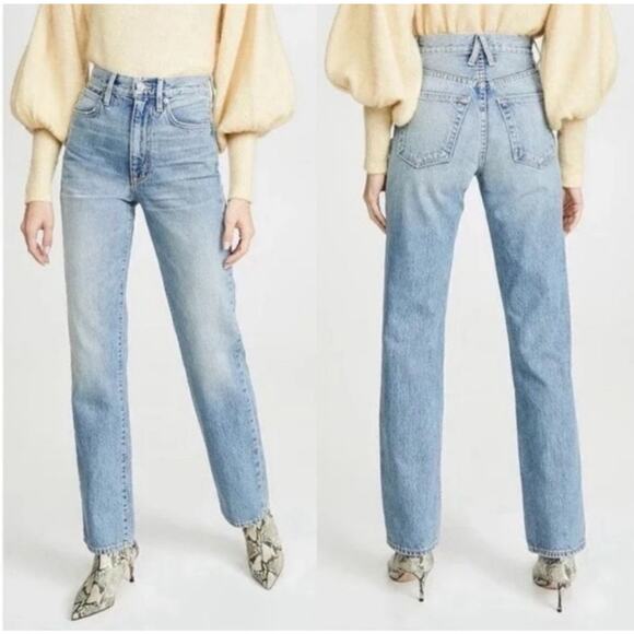 SLVRLAKE London Jeans Size 25 Salt Flats 100% Cotton High Rise Denim Straight - Picture 2 of 16